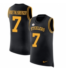 Men's Nike Pittsburgh Steelers #7 Ben Roethlisberger Limited Black Rush Player Name & Number Tank Top NFL Jersey