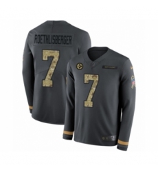 Men's Nike Pittsburgh Steelers #7 Ben Roethlisberger Limited Black Salute to Service Therma Long Sleeve NFL Jersey