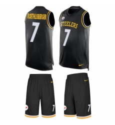 Men's Nike Pittsburgh Steelers #7 Ben Roethlisberger Limited Black Tank Top Suit NFL Jersey