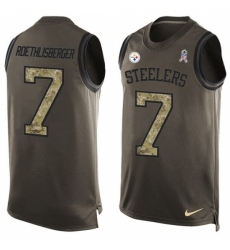 Men's Nike Pittsburgh Steelers #7 Ben Roethlisberger Limited Green Salute to Service Tank Top NFL Jersey