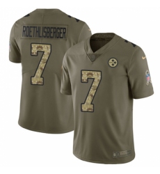 Men's Nike Pittsburgh Steelers #7 Ben Roethlisberger Limited Olive/Camo 2017 Salute to Service NFL Jersey