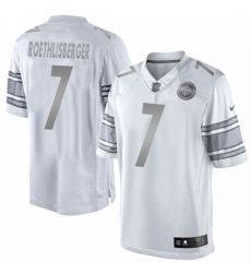 Men's Nike Pittsburgh Steelers #7 Ben Roethlisberger Limited White Platinum NFL Jersey