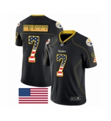 Men's Pittsburgh Steelers #7 Ben Roethlisberger Limited Black Rush USA Flag Football Jersey