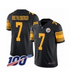 Men's Pittsburgh Steelers #7 Ben Roethlisberger Limited Black Rush Vapor Untouchable 100th Season Football Jersey