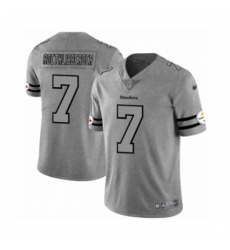 Men's Pittsburgh Steelers #7 Ben Roethlisberger Limited Gray Team Logo Gridiron Football Jersey