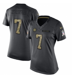 Women's Nike Pittsburgh Steelers #7 Ben Roethlisberger Limited Black 2016 Salute to Service NFL Jersey