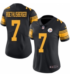 Women's Nike Pittsburgh Steelers #7 Ben Roethlisberger Limited Black Rush Vapor Untouchable NFL Jersey