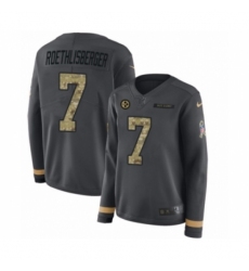 Women's Nike Pittsburgh Steelers #7 Ben Roethlisberger Limited Black Salute to Service Therma Long Sleeve NFL Jersey