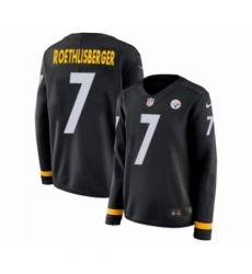 Women's Nike Pittsburgh Steelers #7 Ben Roethlisberger Limited Black Therma Long Sleeve NFL Jersey