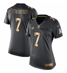 Women's Nike Pittsburgh Steelers #7 Ben Roethlisberger Limited Black/Gold Salute to Service NFL Jersey
