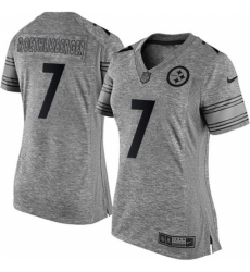 Women's Nike Pittsburgh Steelers #7 Ben Roethlisberger Limited Gray Gridiron NFL Jersey
