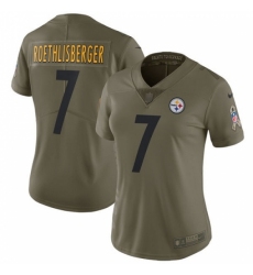 Women's Nike Pittsburgh Steelers #7 Ben Roethlisberger Limited Olive 2017 Salute to Service NFL Jersey