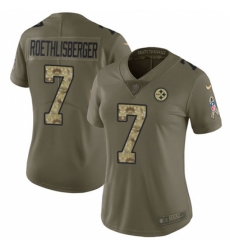 Women's Nike Pittsburgh Steelers #7 Ben Roethlisberger Limited Olive/Camo 2017 Salute to Service NFL Jersey