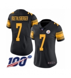 Women's Pittsburgh Steelers #7 Ben Roethlisberger Limited Black Rush Vapor Untouchable 100th Season Football Jersey