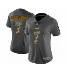 Women's Pittsburgh Steelers #7 Ben Roethlisberger Limited Gray Static Fashion Football Jersey