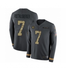 Youth Nike Pittsburgh Steelers #7 Ben Roethlisberger Limited Black Salute to Service Therma Long Sleeve NFL Jersey
