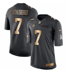 Youth Nike Pittsburgh Steelers #7 Ben Roethlisberger Limited Black/Gold Salute to Service NFL Jersey