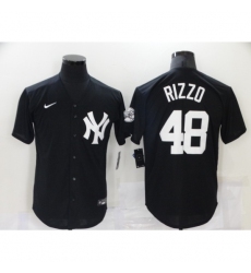 Men's New York Yankees #48 Anthony Rizzo Black Throwback Jersey