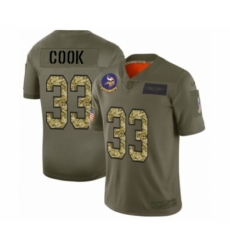 Men's Minnesota Vikings #33 Dalvin Cook 2019 Olive Camo Salute to Service Limited Jersey