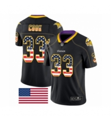 Men's Minnesota Vikings #33 Dalvin Cook Limited Black Rush USA Flag Football Jersey