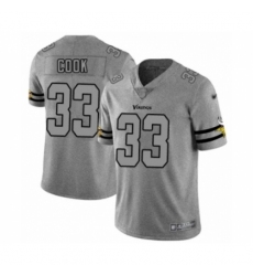 Men's Minnesota Vikings #33 Dalvin Cook Limited Gray Team Logo Gridiron Football Jersey