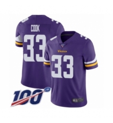 Men's Minnesota Vikings #33 Dalvin Cook Purple Team Color Vapor Untouchable Limited Player 100th Season Football Jersey