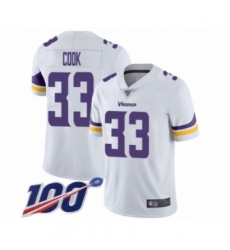 Men's Minnesota Vikings #33 Dalvin Cook White Vapor Untouchable Limited Player 100th Season Football Jersey