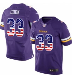 Men's Nike Minnesota Vikings #33 Dalvin Cook Elite Purple Home USA Flag Fashion NFL Jersey