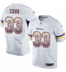 Men's Nike Minnesota Vikings #33 Dalvin Cook Elite White Road Drift Fashion NFL Jersey