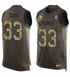 Men's Nike Minnesota Vikings #33 Dalvin Cook Limited Green Salute to Service Tank Top NFL Jersey