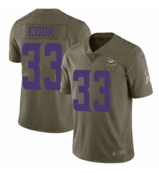 Men's Nike Minnesota Vikings #33 Dalvin Cook Limited Olive 2017 Salute to Service NFL Jersey