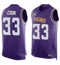 Men's Nike Minnesota Vikings #33 Dalvin Cook Limited Purple Player Name & Number Tank Top NFL Jersey