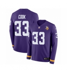 Men's Nike Minnesota Vikings #33 Dalvin Cook Limited Purple Therma Long Sleeve NFL Jersey