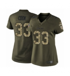 Women's Minnesota Vikings #33 Dalvin Cook Limited Green Salute to Service Football Jersey