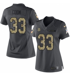Women's Nike Minnesota Vikings #33 Dalvin Cook Limited Black 2016 Salute to Service NFL Jersey