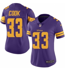 Women's Nike Minnesota Vikings #33 Dalvin Cook Limited Purple Rush Vapor Untouchable NFL Jersey