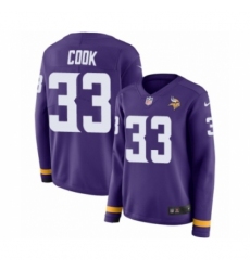 Women's Nike Minnesota Vikings #33 Dalvin Cook Limited Purple Therma Long Sleeve NFL Jersey