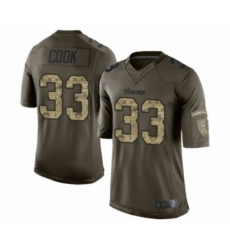 Youth Minnesota Vikings #33 Dalvin Cook Limited Green Salute to Service Football Jersey