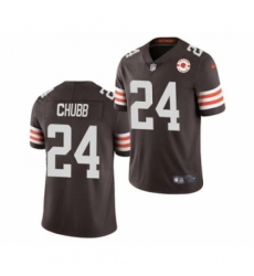 Men's Cleveland Browns #24 Nick Chubb 2021 Brown 75th Anniversary Patch Vapor Untouchable Limited Jersey