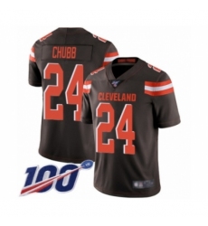 Men's Cleveland Browns #24 Nick Chubb Brown Team Color Vapor Untouchable Limited Player 100th Season Football Jersey