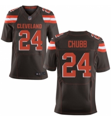 Men's Nike Cleveland Browns #24 Nick Chubb Elite Brown Team Color NFL Jersey