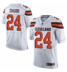 Men's Nike Cleveland Browns #24 Nick Chubb Elite White NFL Jersey