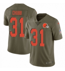 Men's Nike Cleveland Browns #31 Nick Chubb Limited Olive 2017 Salute to Service NFL Jersey