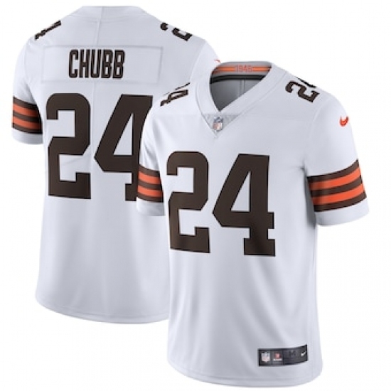 Nike Cleveland Browns #24 Nick Chubb Men's White 2020 Vapor Limited Jersey Nike Cleveland Browns #24 Nick Chubb Men's White 2020 Vapor Limited Jersey