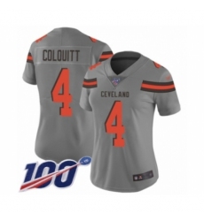 Women's Cleveland Browns #24 Nick Chubb Limited Gray Inverted Legend 100th Season Football Jersey