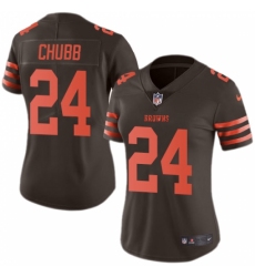 Women's Nike Cleveland Browns #24 Nick Chubb Limited Brown Rush Vapor Untouchable NFL Jersey