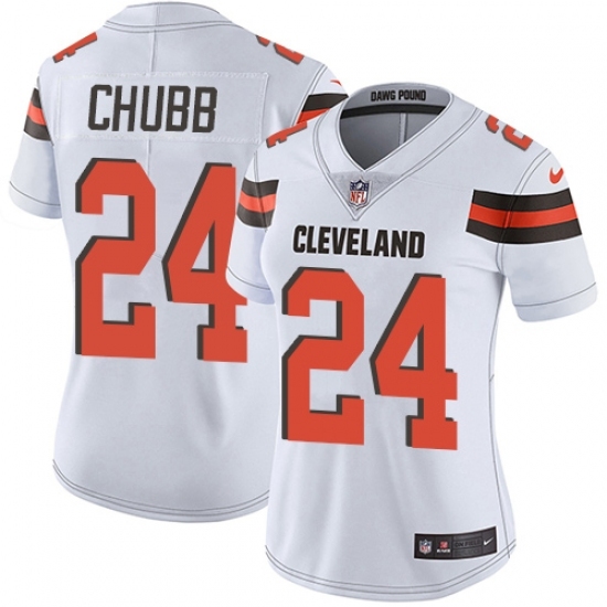 Women's Nike Cleveland Browns #24 Nick Chubb White Vapor Untouchable Limited Player NFL Jersey Women's Nike Cleveland Browns #24 Nick Chubb White Vapor Untouchable Limited Player NFL Jersey