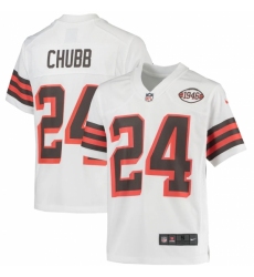 Youth Cleveland Browns #24 Nick Chubb Nike White 1946 Collection Alternate Jersey