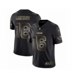Men San Francisco 49ers #16 Joe Montana Black 2019 Vapor Limited Golden Edition Jersey