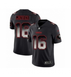 Men San Francisco 49ers #16 Joe Montana Black Smoke Fashion Limited Jersey